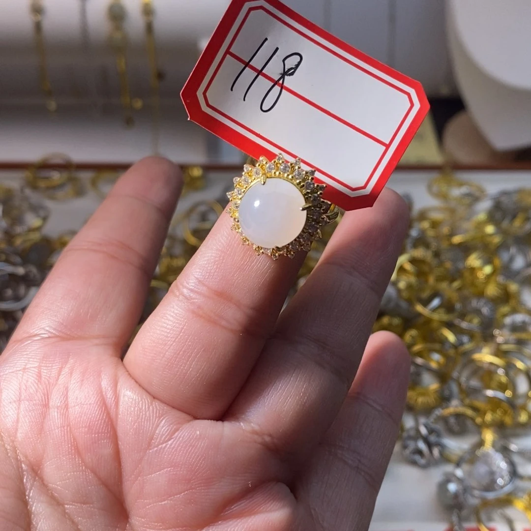 翡翠戒指银S925镶嵌翡翠