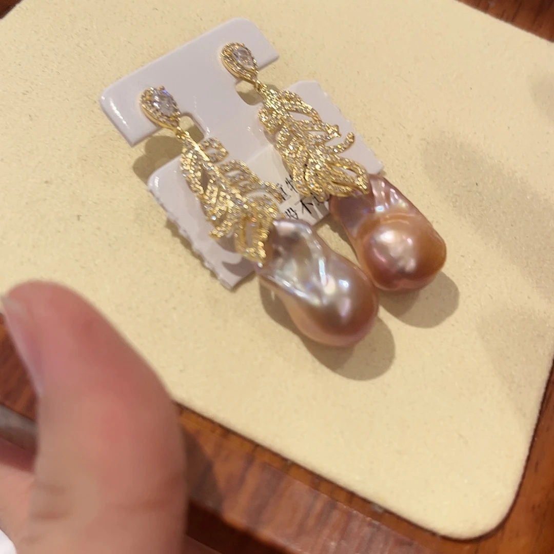 合金淡水珍珠耳饰