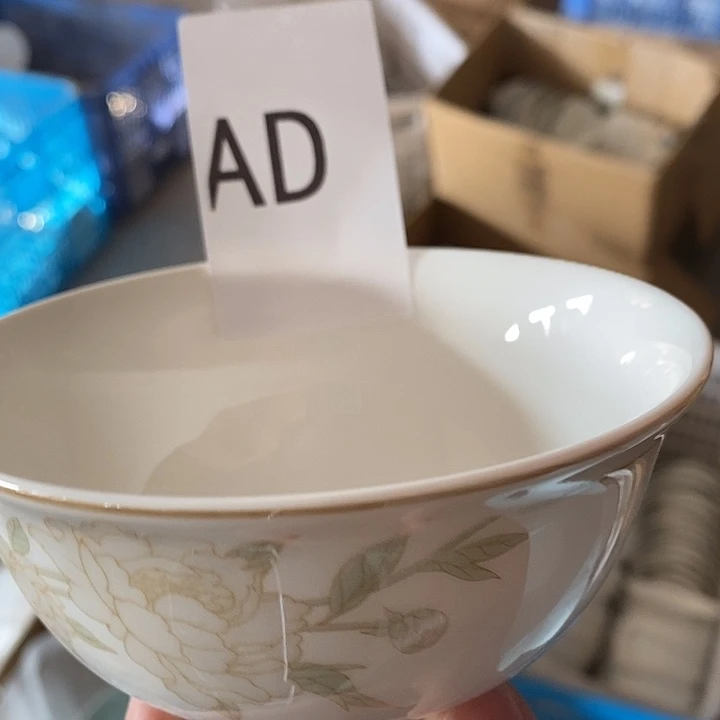 瓷AB山茶花饭碗6个