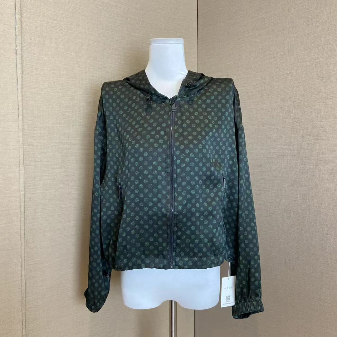 一念自在桑蚕丝两色长袖连帽开衫外套波点11LYWT0021-375197