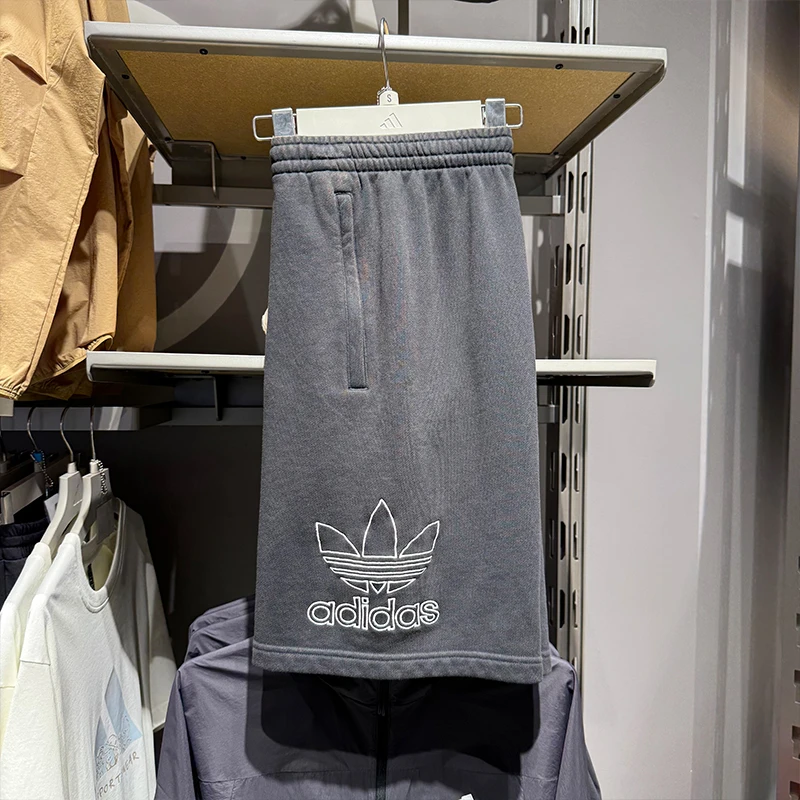 Adidas阿迪达斯三叶草夏男运动休闲短裤百搭针织毛圈五分裤IU2370