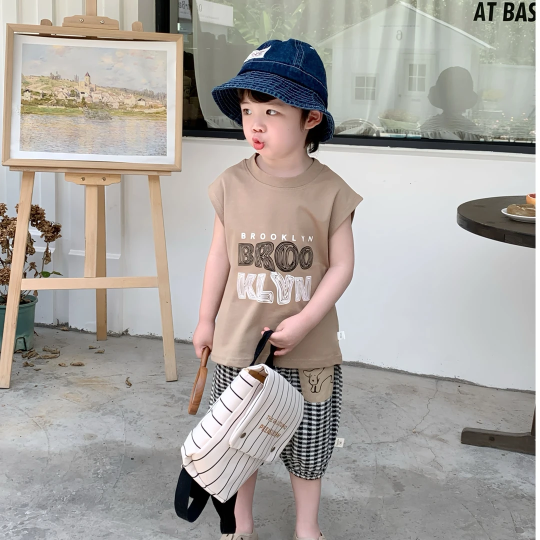 男童纯棉运动韩版休闲背心上衣男宝透气无袖T恤小童百搭夏款薄款