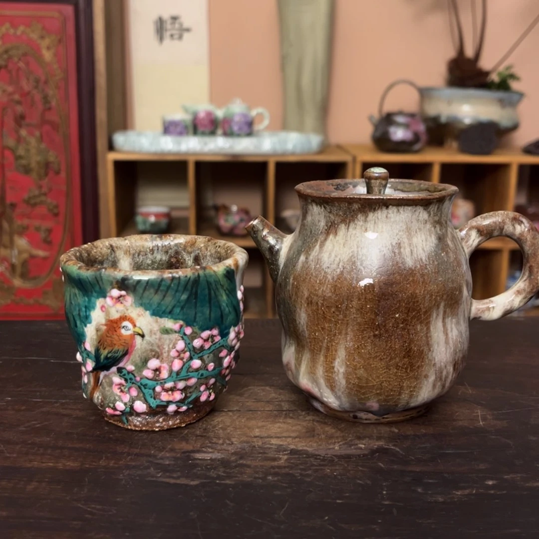 自***巴柴烧纯手工手绘陶瓷