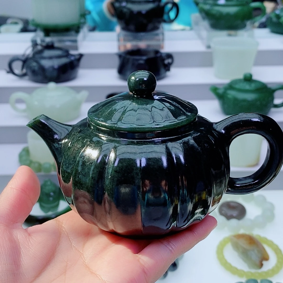和田玉未镶嵌摆件茶壶