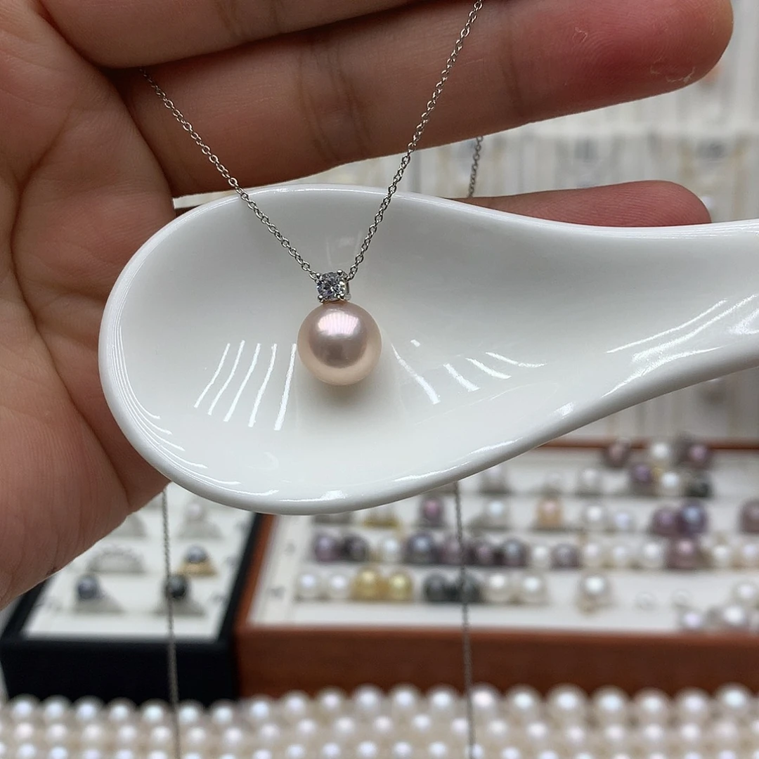 淡水珍珠银S925镶嵌吊坠(赠链)