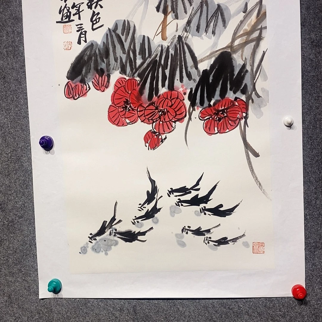 横款带灯jgh 老师开三花鸟