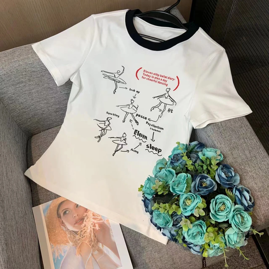 新款时尚洋气百搭气质女式短袖T恤Y6005