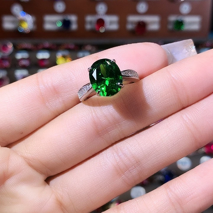 925银沙弗莱绿戒指白911