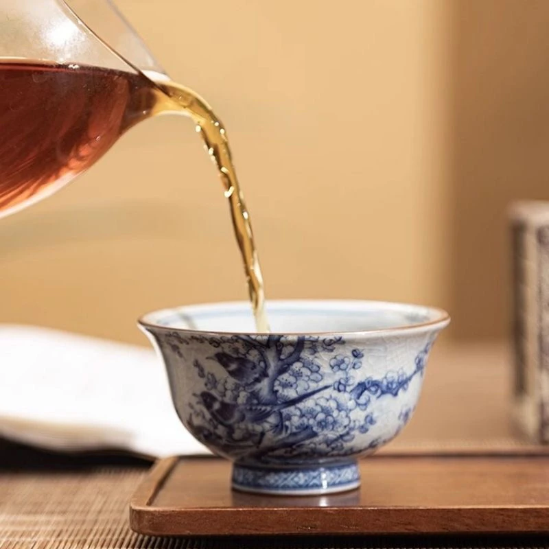 景德镇七丞堂老陶泥喜上眉梢复古压手杯家陶瓷公道 茶漏茶杯盖置