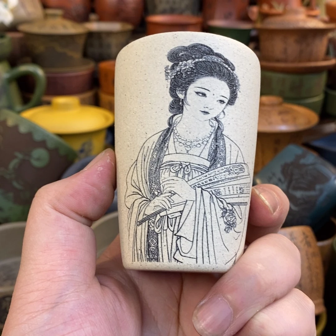 紫砂杯子宜兴全手工紫砂杯