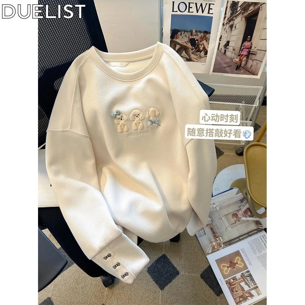 DUELIST小狗绣花流行圆领女时尚运动衫高端小众西式超级漂亮上衣