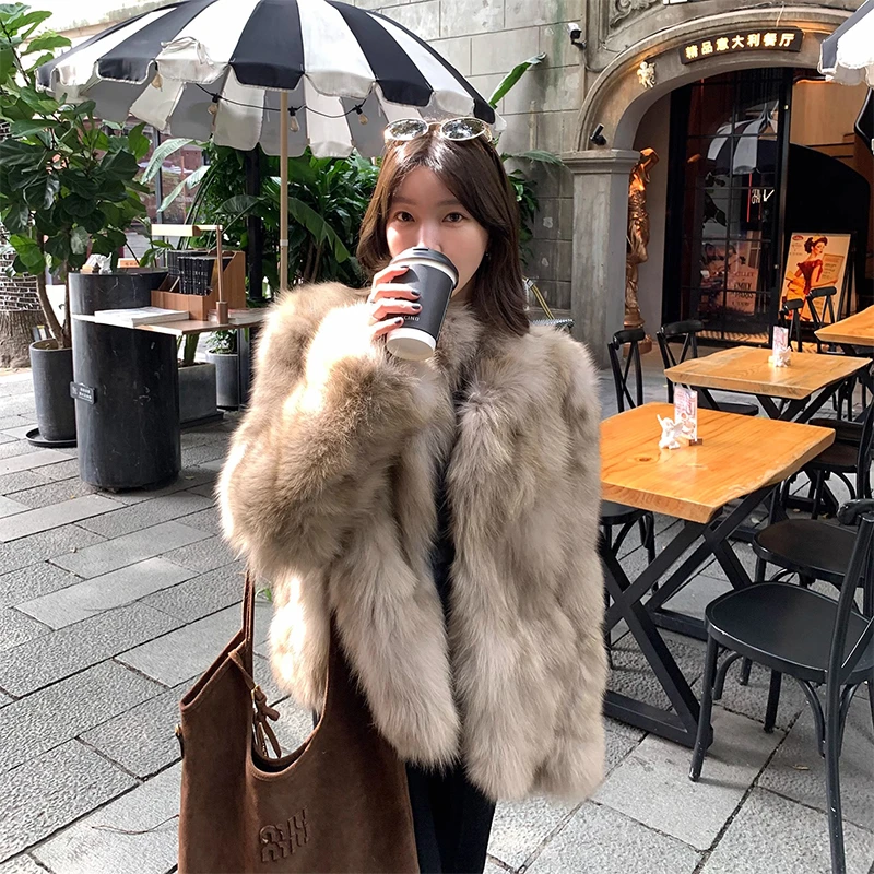 韩女千金毛毛立领外套女冬2024新款毛茸茸大衣毛绒女装防寒33519#