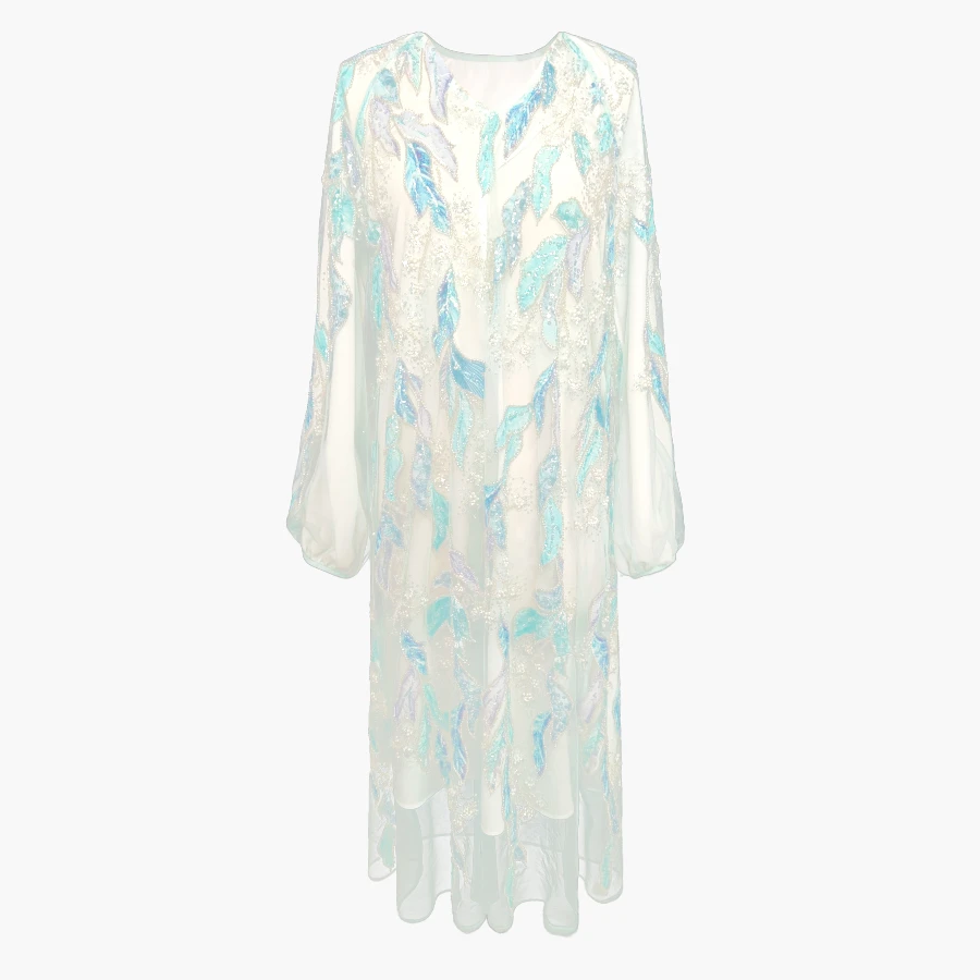 【SymonQueen】梦纱轻裳连衣裙早春长袖蕾丝重工亮片潮牌女装欧若风