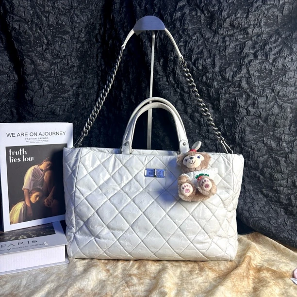 95新 Chanel/香奈儿 香奈儿中古白色托特手提单肩包