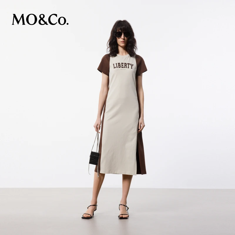 【赵老板专属】MOCO夏美式复古撞色收腰连衣裙T恤裙MBD2DRST59