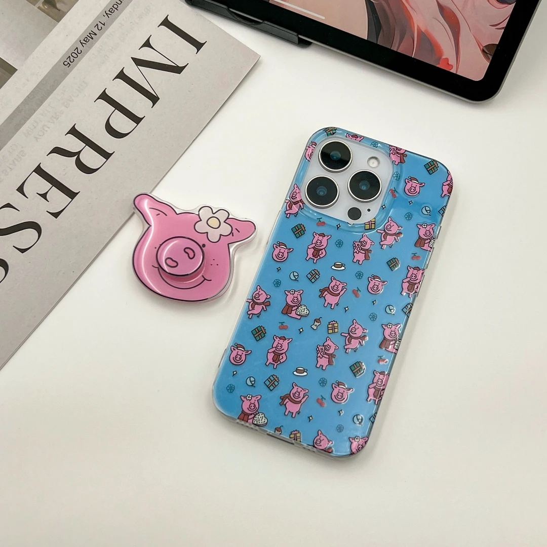 IMD手机壳蓝底满屏玛莎猪适用苹果17iPhone16华为小米oppovivo