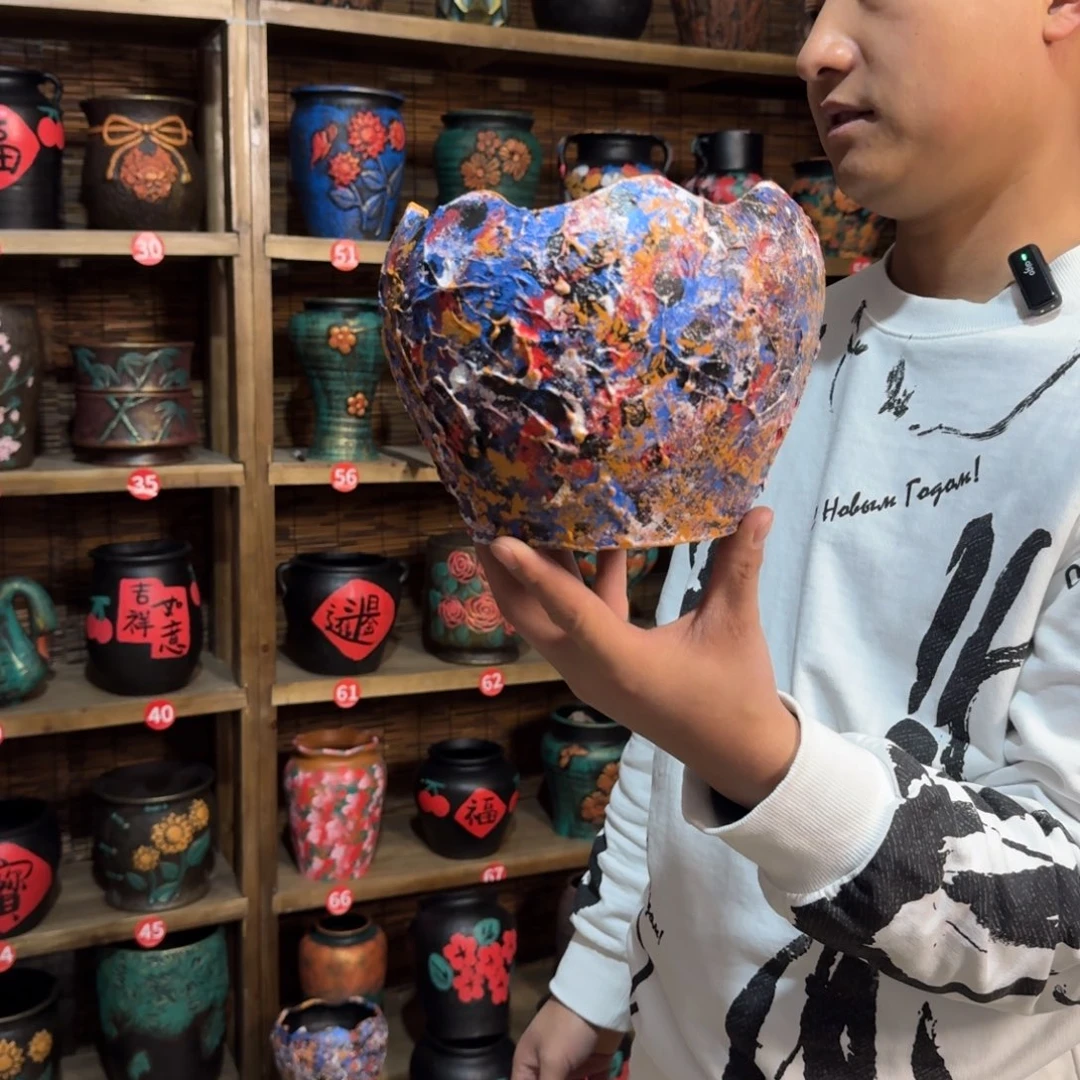 带孔高端浮雕花盆高度+口径16-19