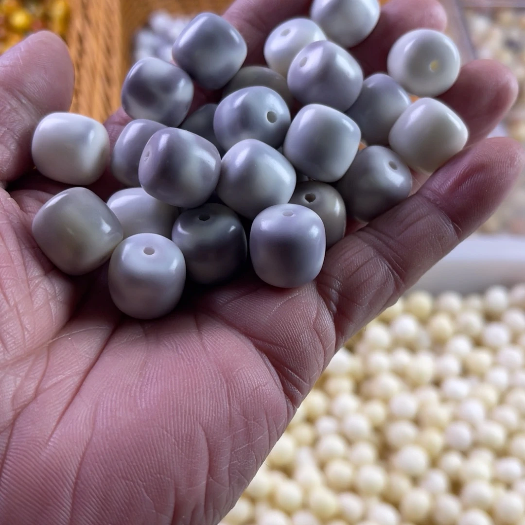 吊坠白玉菩提精品14.5淤泥紫桶珠20颗