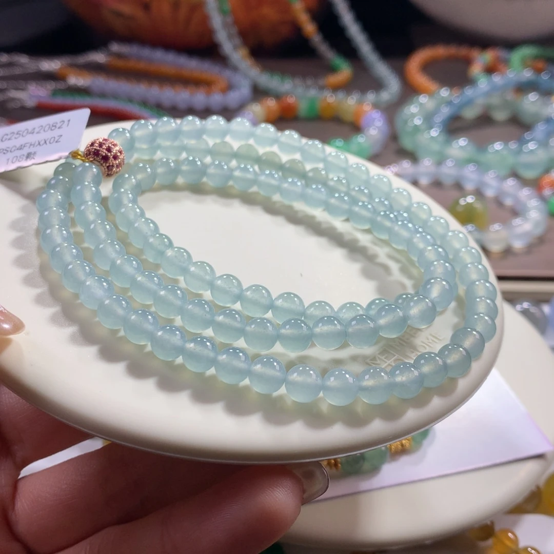 翡翠未镶嵌手链冰蓝项链卡6