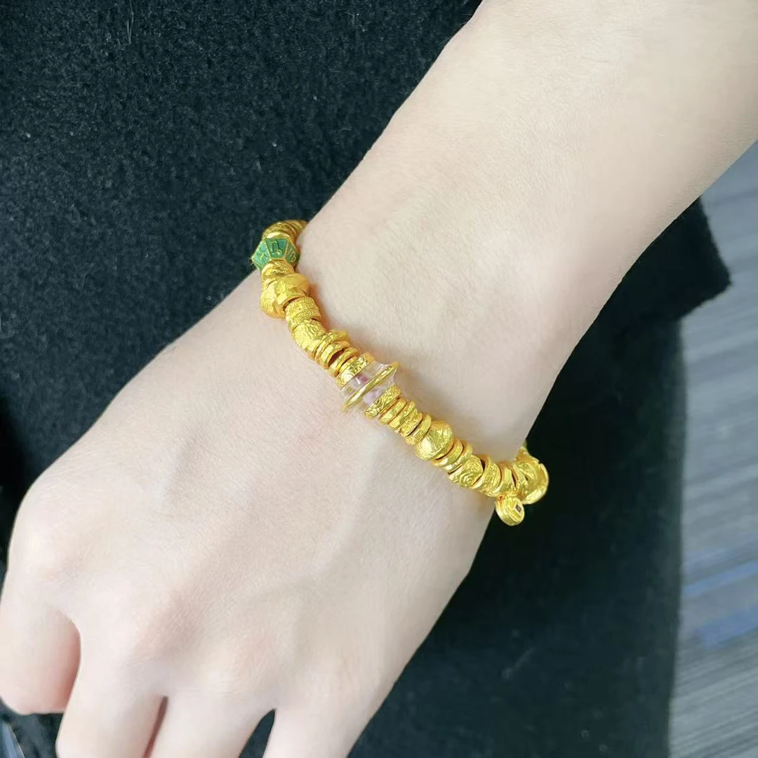 【原创设计】细工吉言金饼老珠子设计款手链47.82克