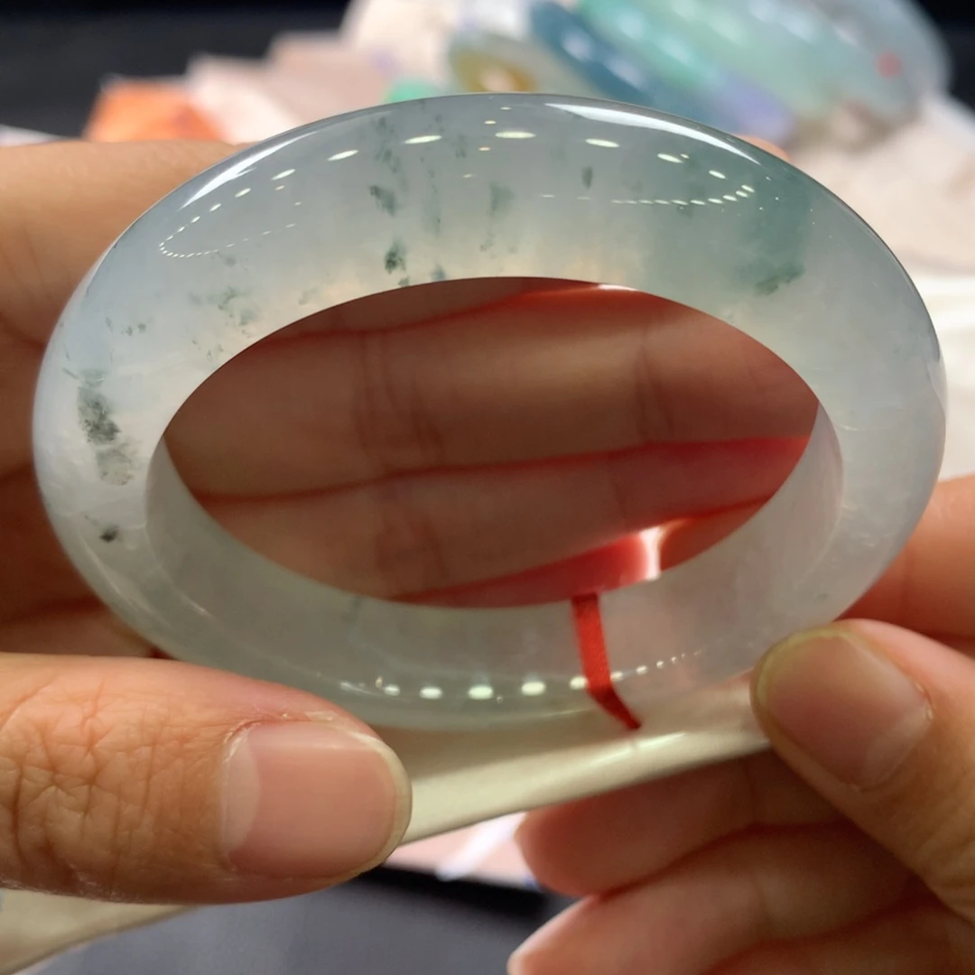 翡翠未镶嵌手镯44号冰飘花包容