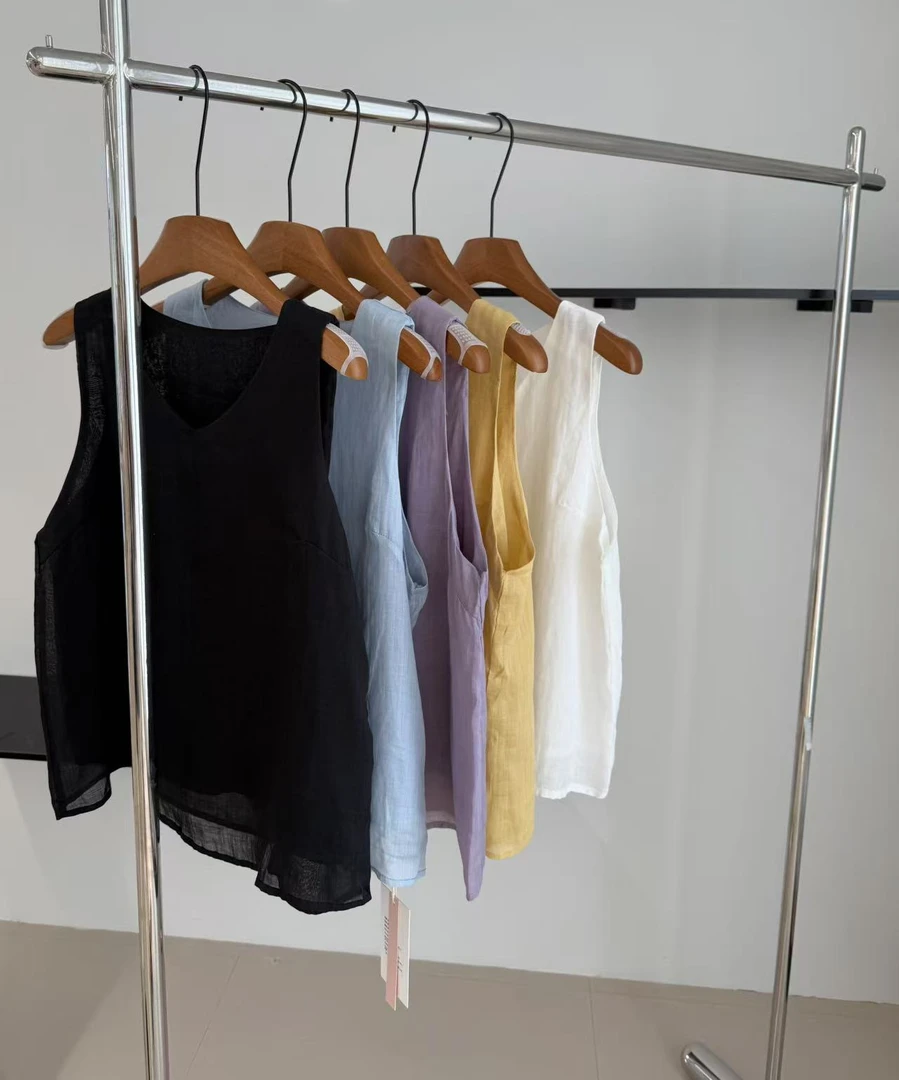 100苎麻双层无袖背心