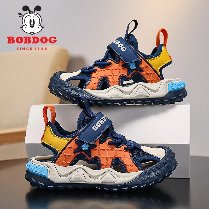 巴布豆男童凉鞋包头夏季2025新款镂空潮流耐磨防滑轻便软底儿童鞋