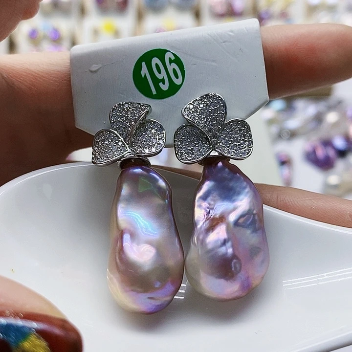 银S925镶嵌耳饰淡水珍珠