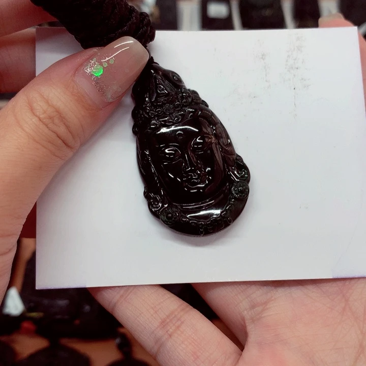 颈饰未镶嵌翡翠天然缅料a货钢琴黑特色题材挂件