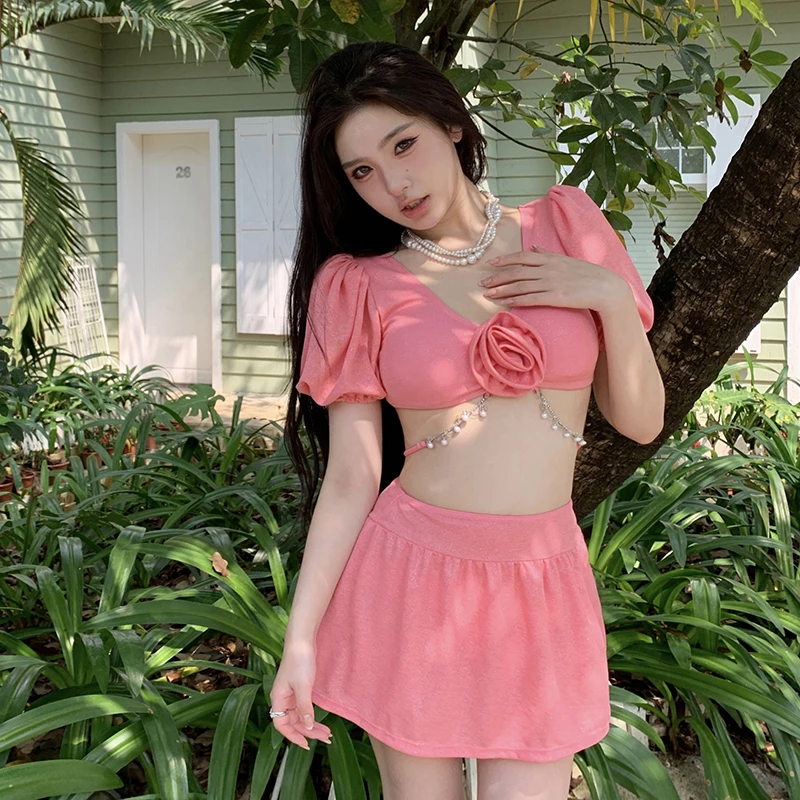 分体泳衣比基尼女款保守裙式性感遮肚显瘦泡温泉显白款游泳纯欲风