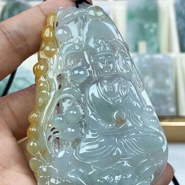 翡翠未镶嵌颈饰?****乐天然翡翠A货观音