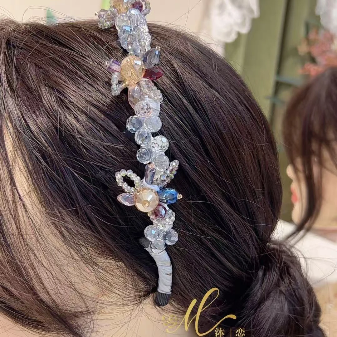 E181【蓝色系倒梳发箍】发饰气质超仙头饰