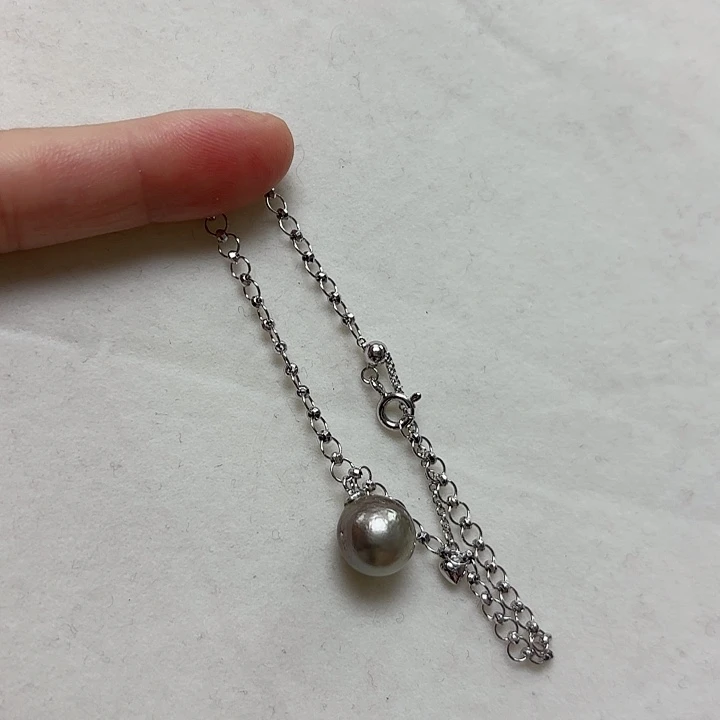 天***蓝海水珍珠手绳银S925镶嵌