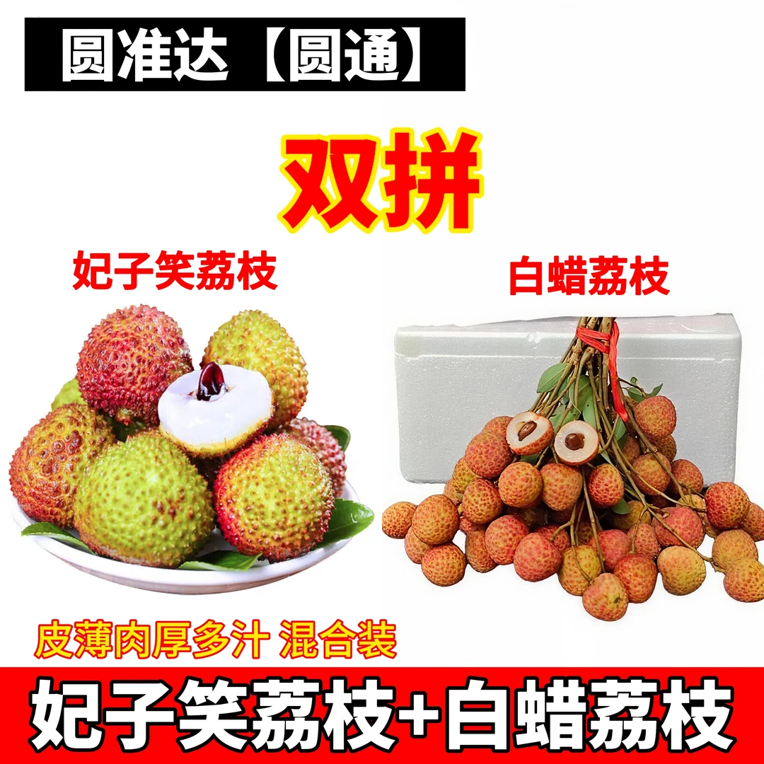 【普通快递】双拼装 妃子笑＋白蜡荔枝 广西灵山荔枝皮薄多汁水果