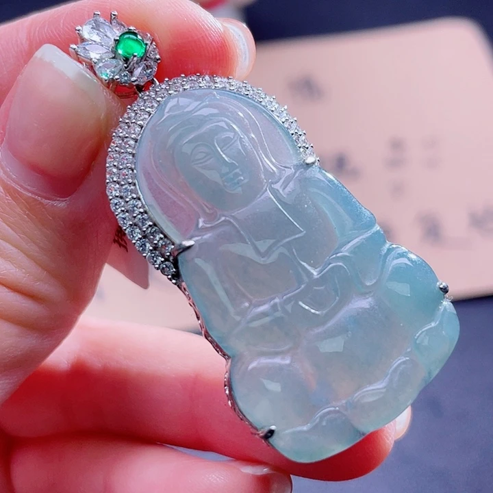 翡翠吊坠(不含链)银S925镶嵌