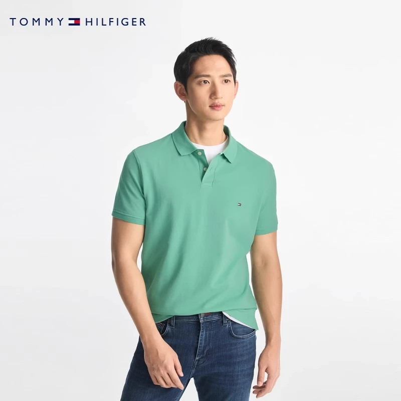 Tommy25春夏男潮流多色珠地网眼商务休闲翻领短袖T恤POLO40714
