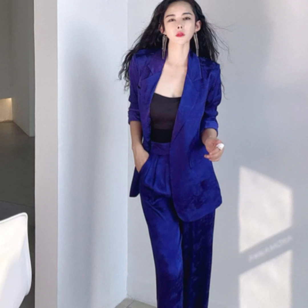 789/2025新款女神范桑蚕丝提花裤子套装