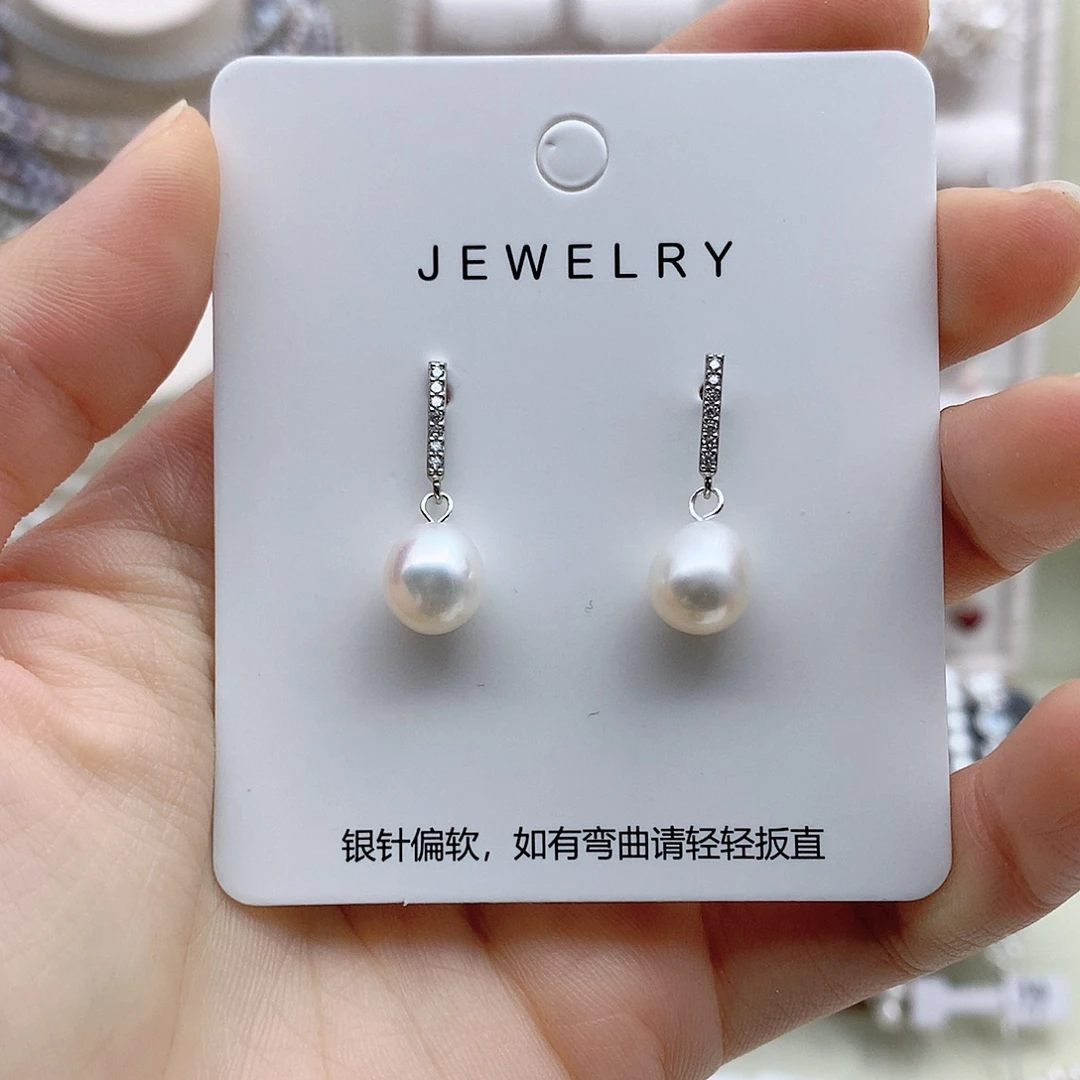 淡水珍珠银S925镶嵌耳饰