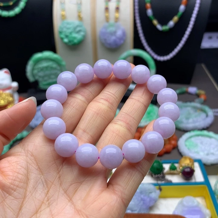 翡翠未镶嵌手链紫翡手串