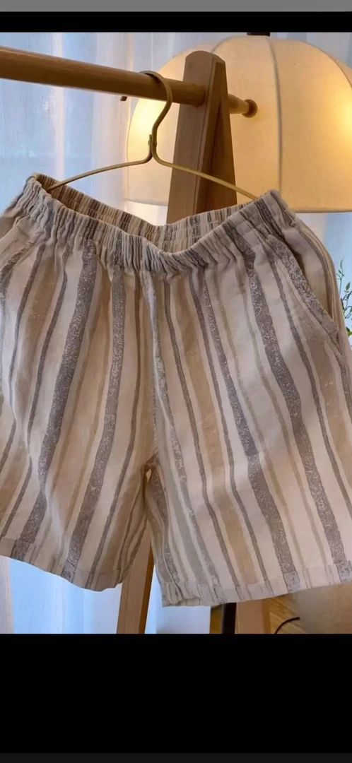 【条纹短裤】四季款棉麻睡裤系淡雅家居服巨舒适