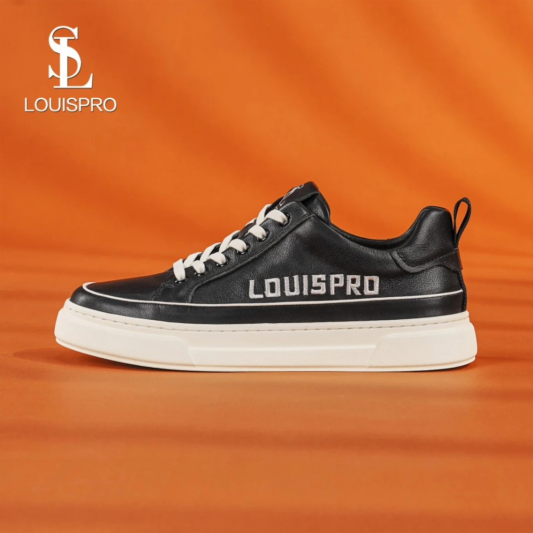 LOUISPRO名品男士免系鞋带一脚蹬软皮休闲板鞋轻奢百搭潮鞋皮鞋