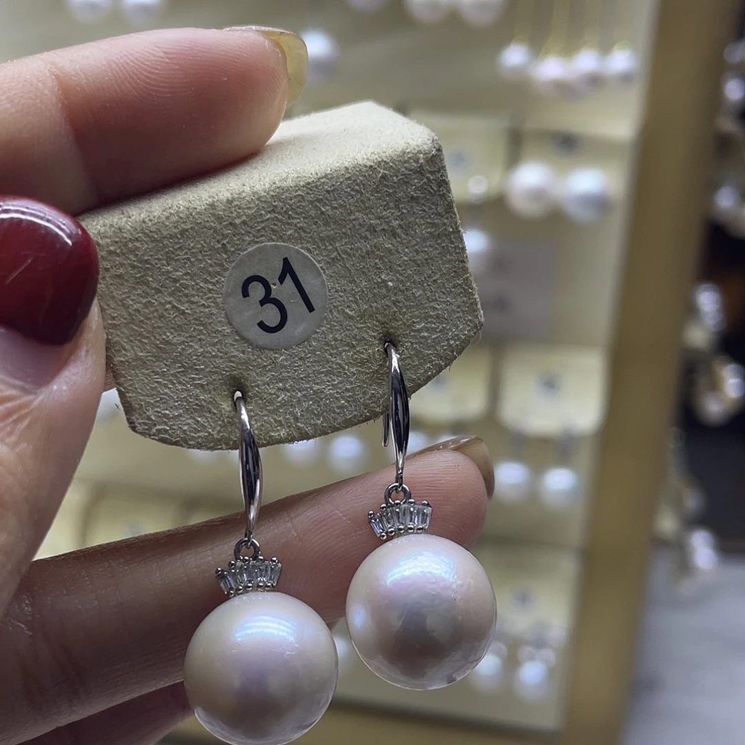 淡水珍珠耳饰银S925镶嵌