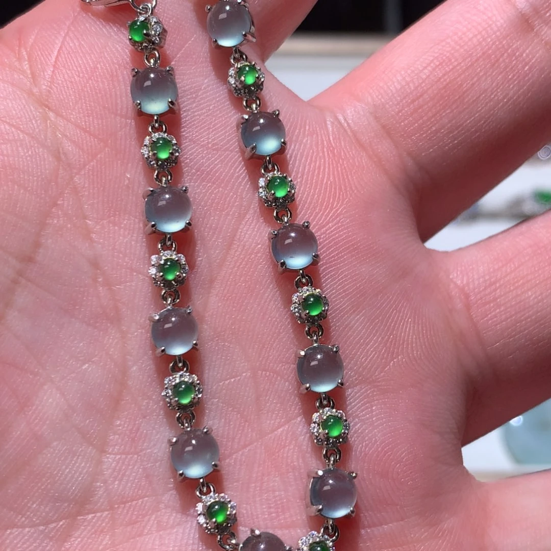 翡翠银S925镶嵌耳饰00025