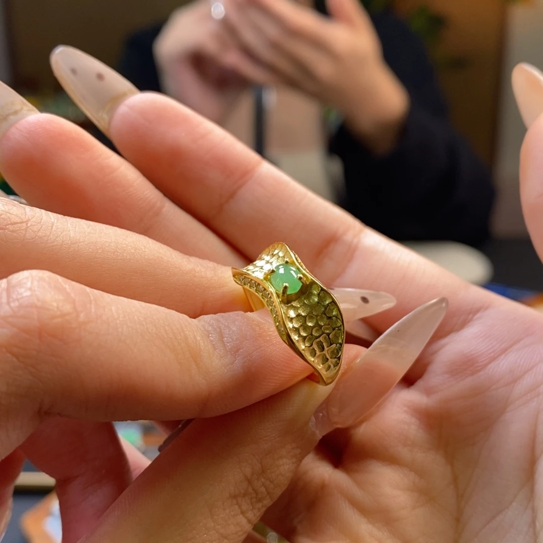 翡翠银S925镶嵌戒指16138