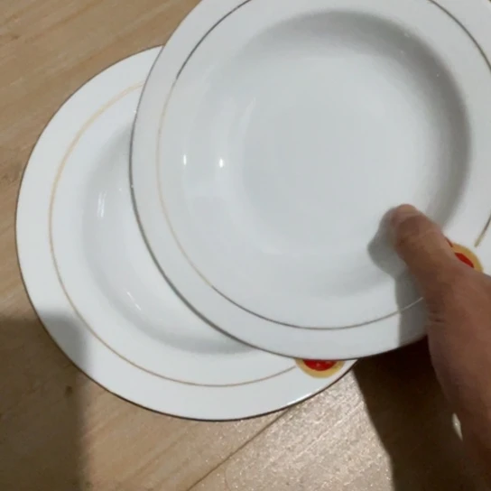 瓷片陶瓷8英寸深盘2个红叶金镶玉果