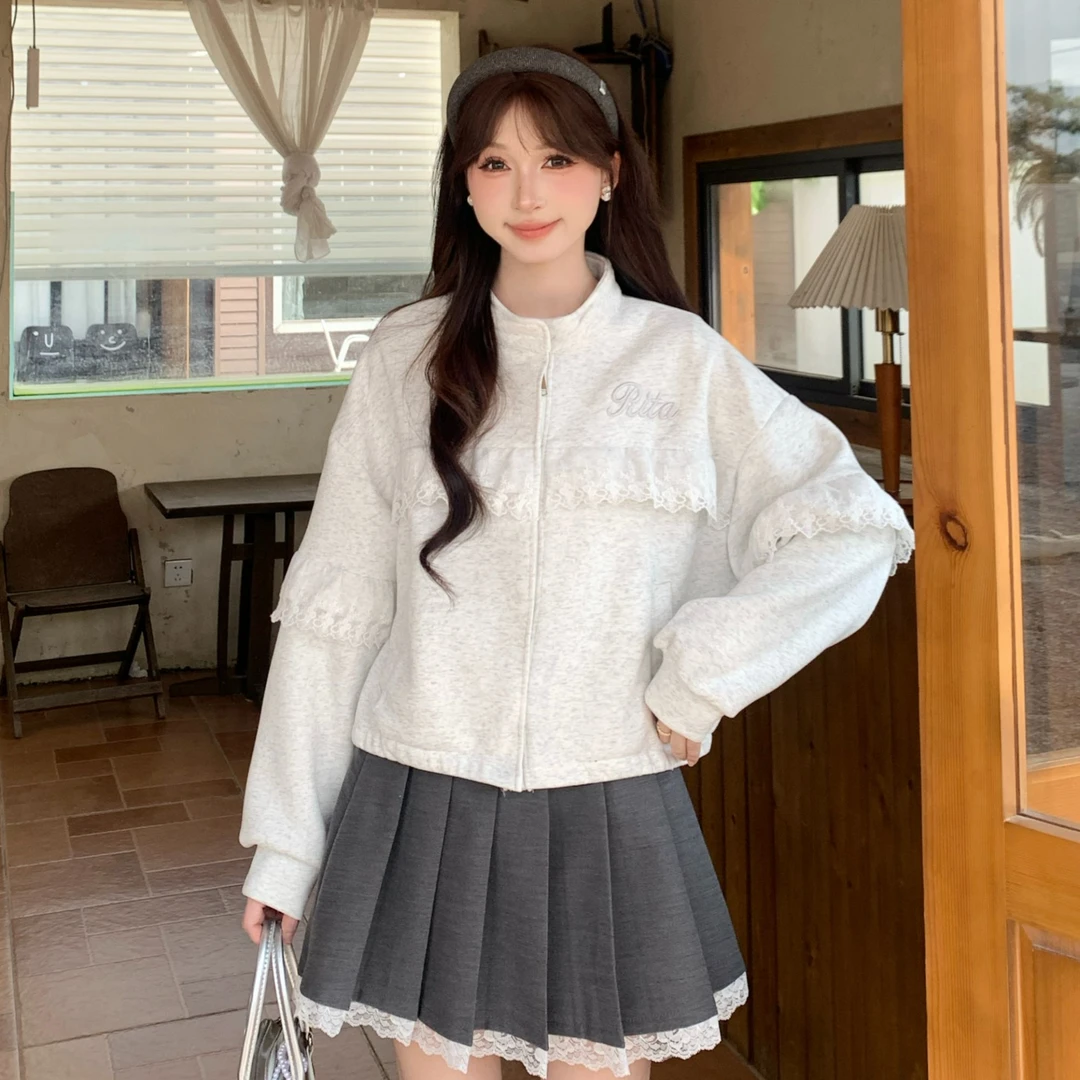 【粉丝专属】TU29087法式蕾丝高领气质温柔长袖百搭显瘦时尚上衣