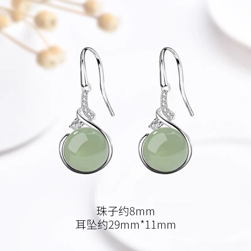铜合金锆石耳饰 新款耳环时尚简约冰种耳坠女高级感玉石耳钉耳饰