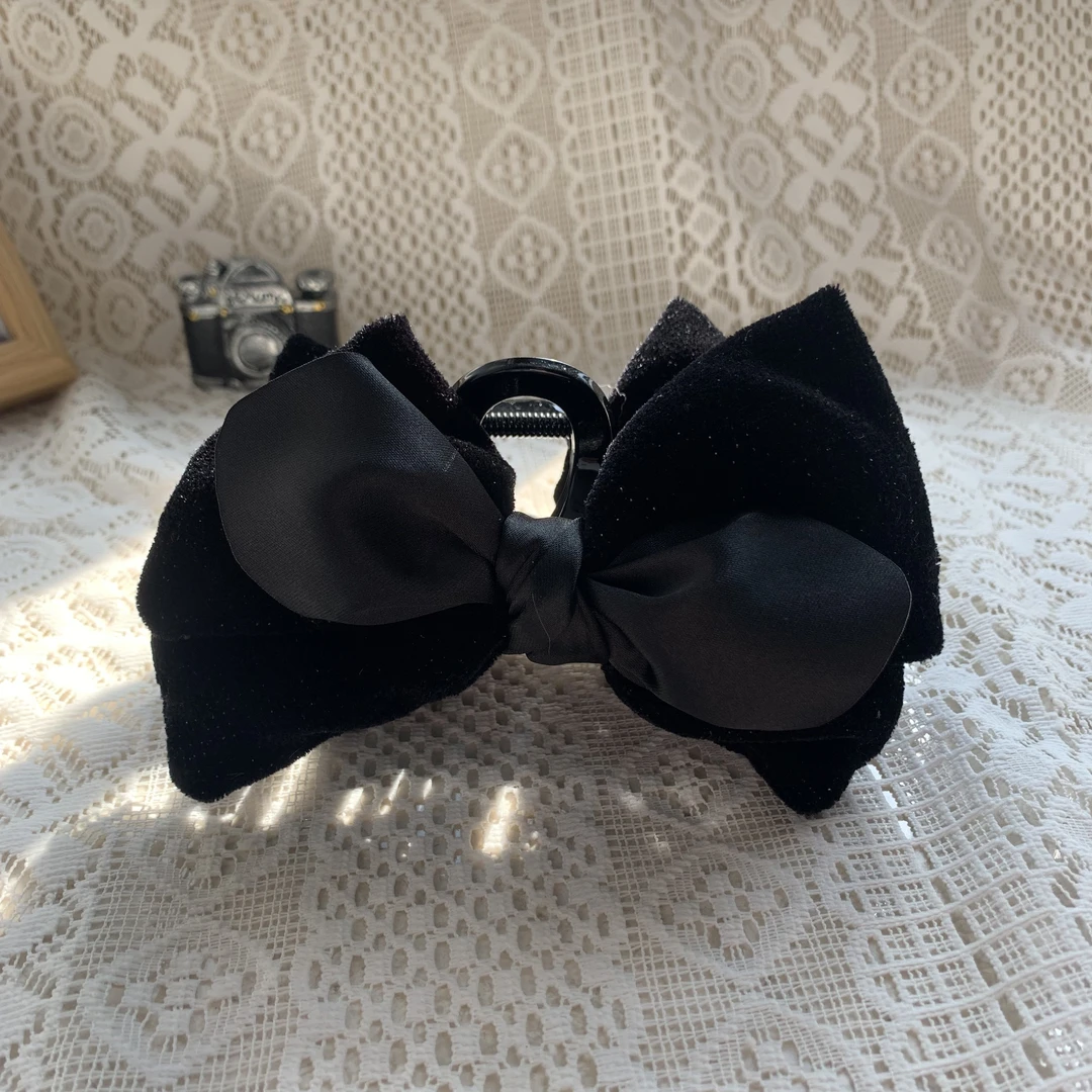 韩国Eunoia Nero【丝绒满天星职场达人百搭蝴蝶结气质抓夹】5124