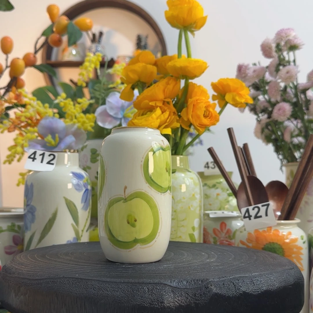 摆件景德镇手作陶瓷花瓶摆件无孔