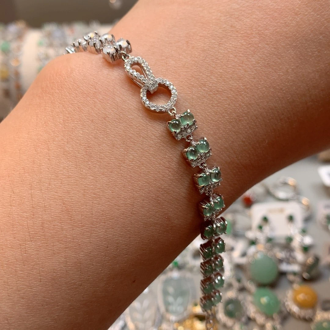 翡翠银S925镶嵌颈饰手链